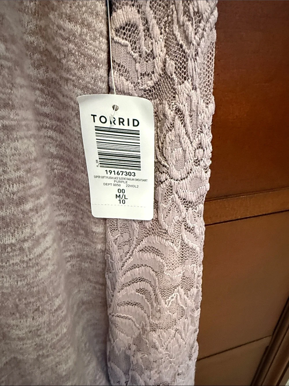 torrid Lavender Lace-Sleeve Scoop Neck Sweater